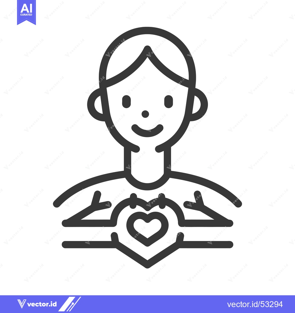 Premium Vector of Line Art Illustration of a Person Holding a Heart