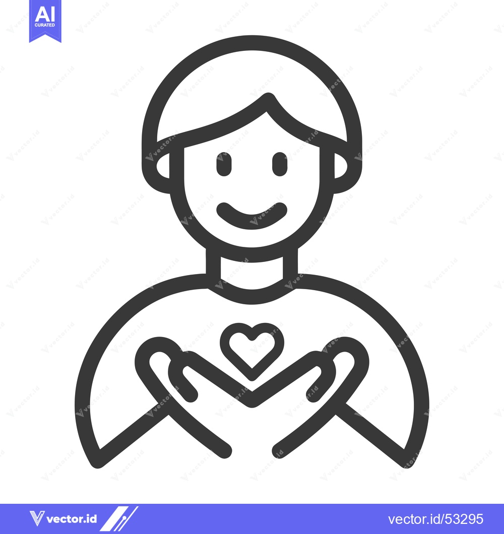 Premium Vector dari Line Art Illustration of a Person Holding a Heart in Their Hands
