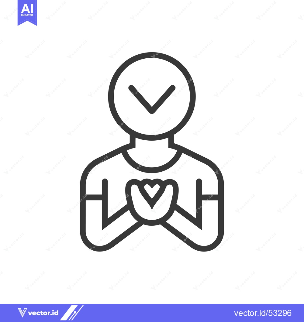 Premium Vector of Line Art Illustration of a Person Holding a Heart in Their Hands with