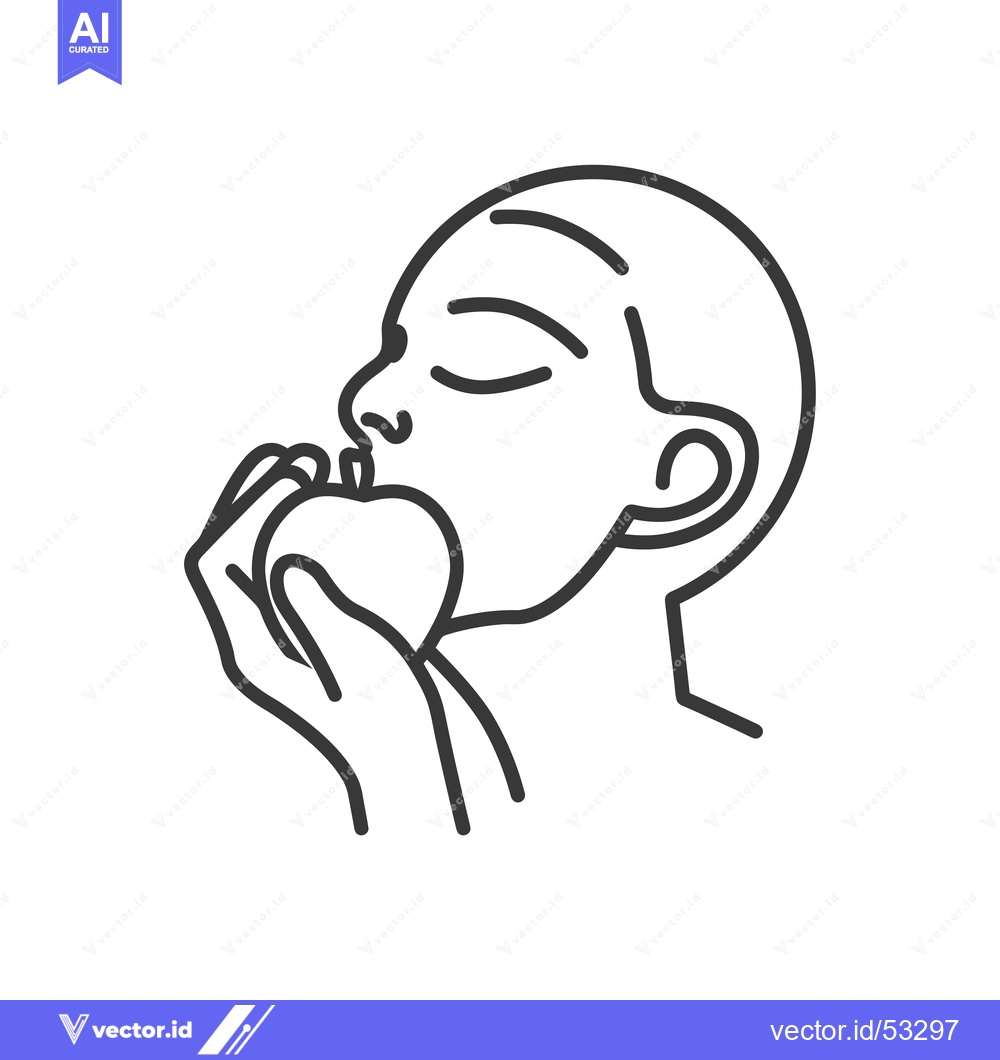 Premium Vector of Line Art Illustration of a Person Holding an Apple