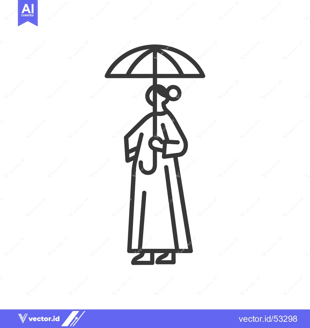 Premium Vector dari Line art illustration of a person holding an umbrella