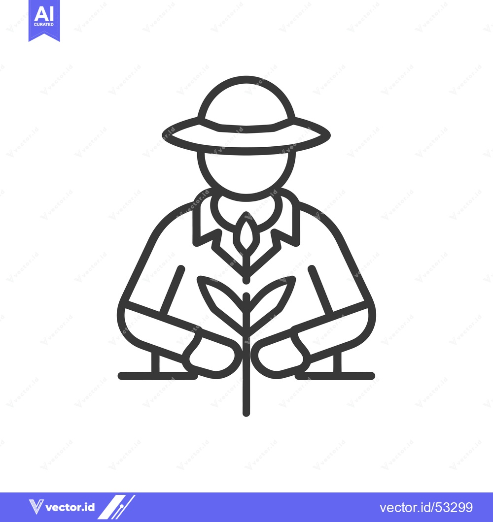 Premium Vector of Line art illustration of a person holding a plant