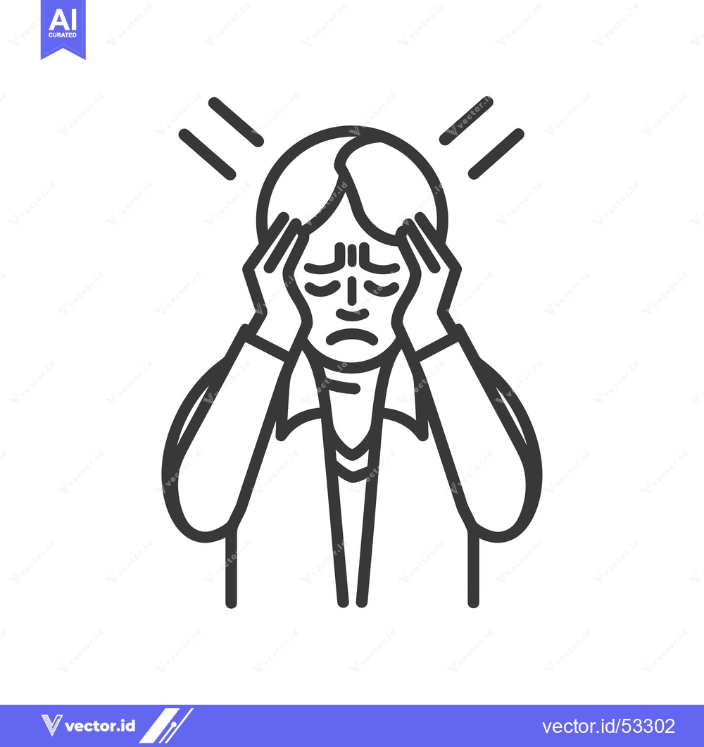 Premium Vector dari Line Art Illustration of a Person Holding Their Head in Pain