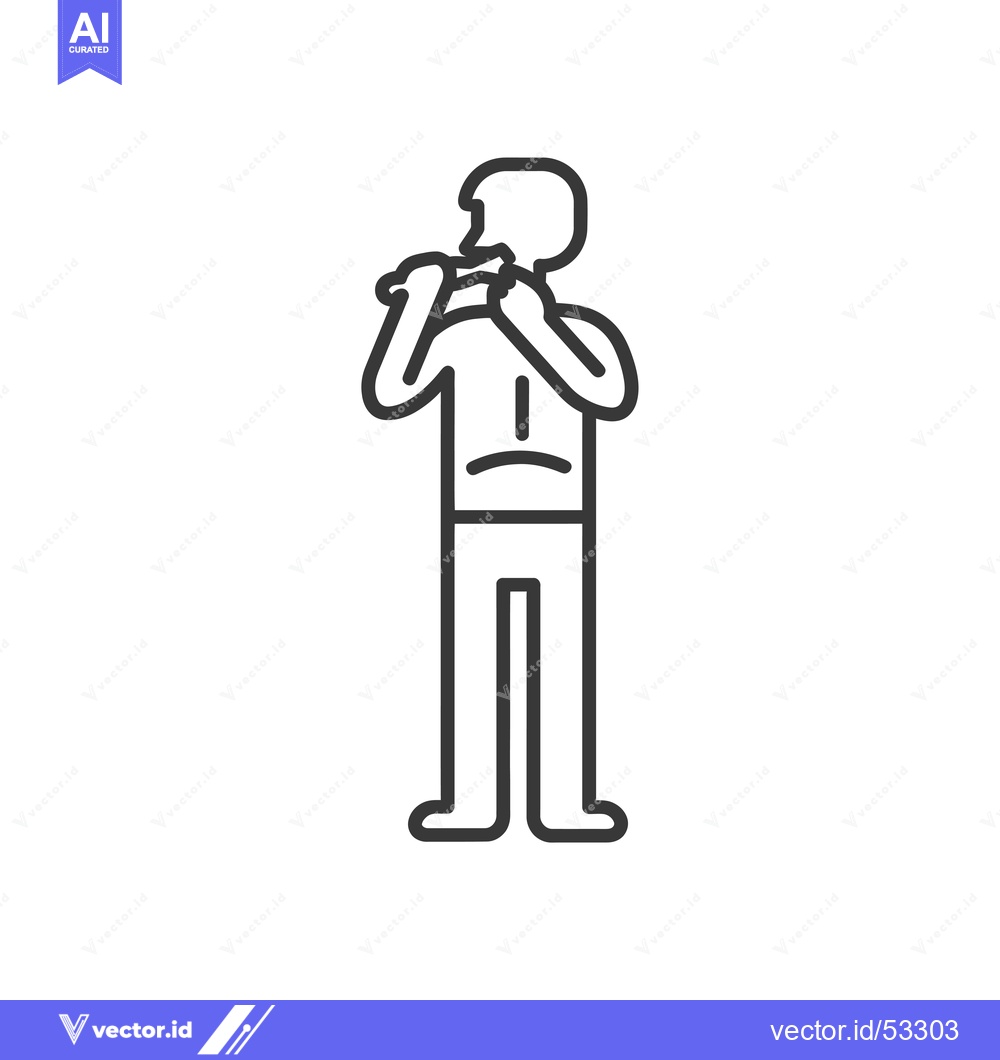 Premium Vector of Line Art Illustration of a Person Holding Their Throat