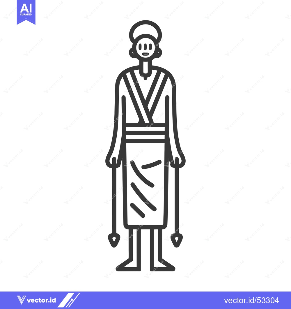 Premium Vector dari Line art illustration of a person holding two staffs