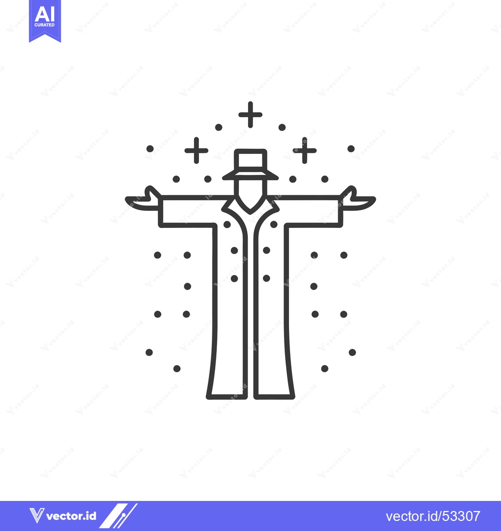 Premium Vector dari Line Art Illustration of a Person in a Long Coat and Hat with a Shinin