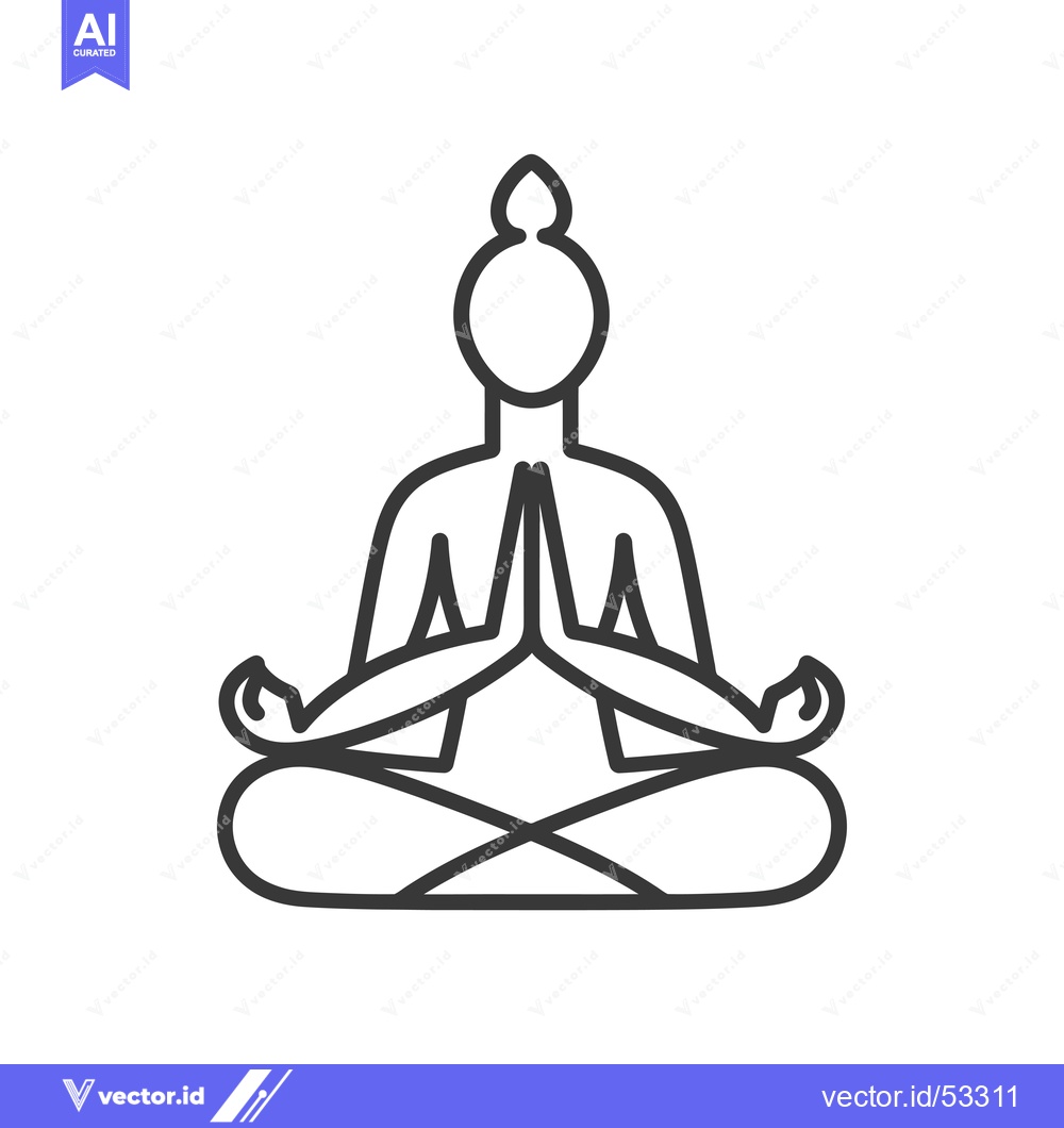 Premium Vector dari Line art illustration of a person in a meditation pose