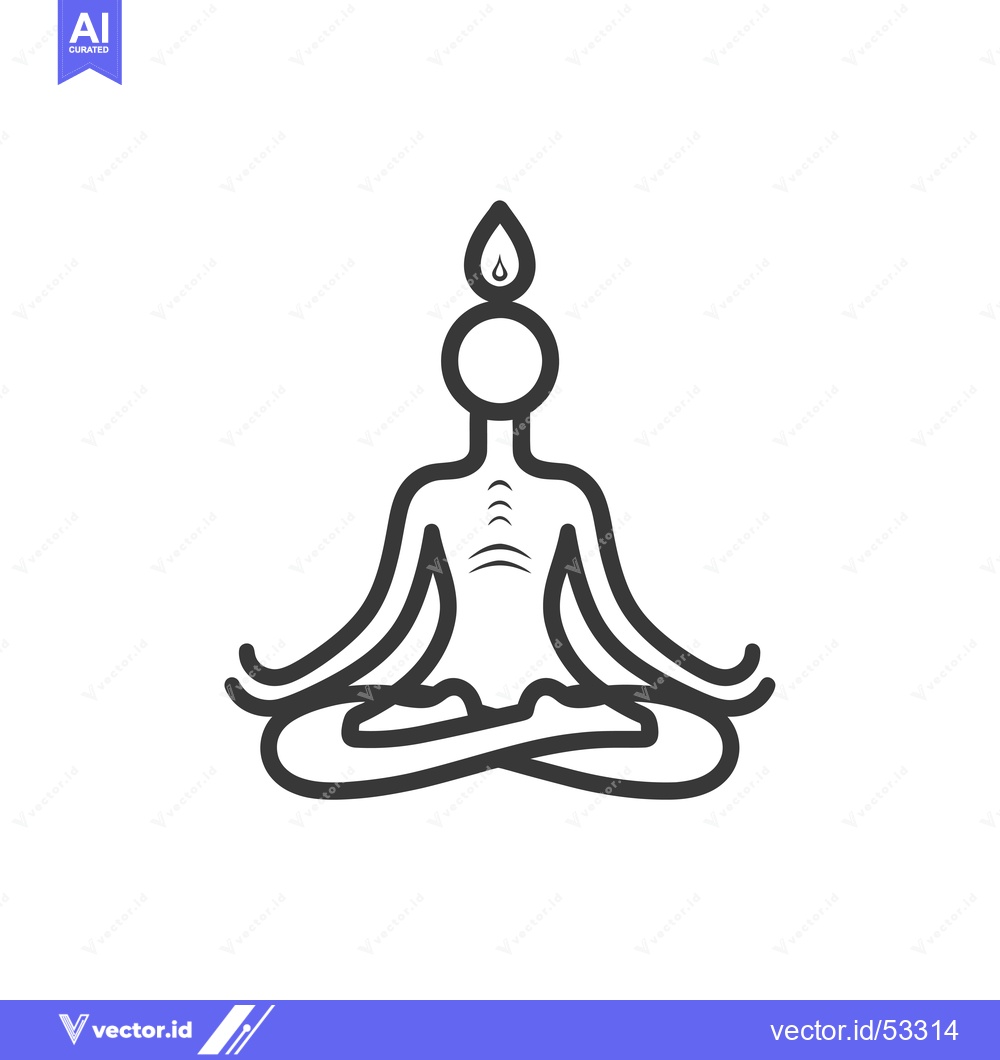 Premium Vector dari Line Art Illustration of a Person in a Meditation Pose with a Drop Abo