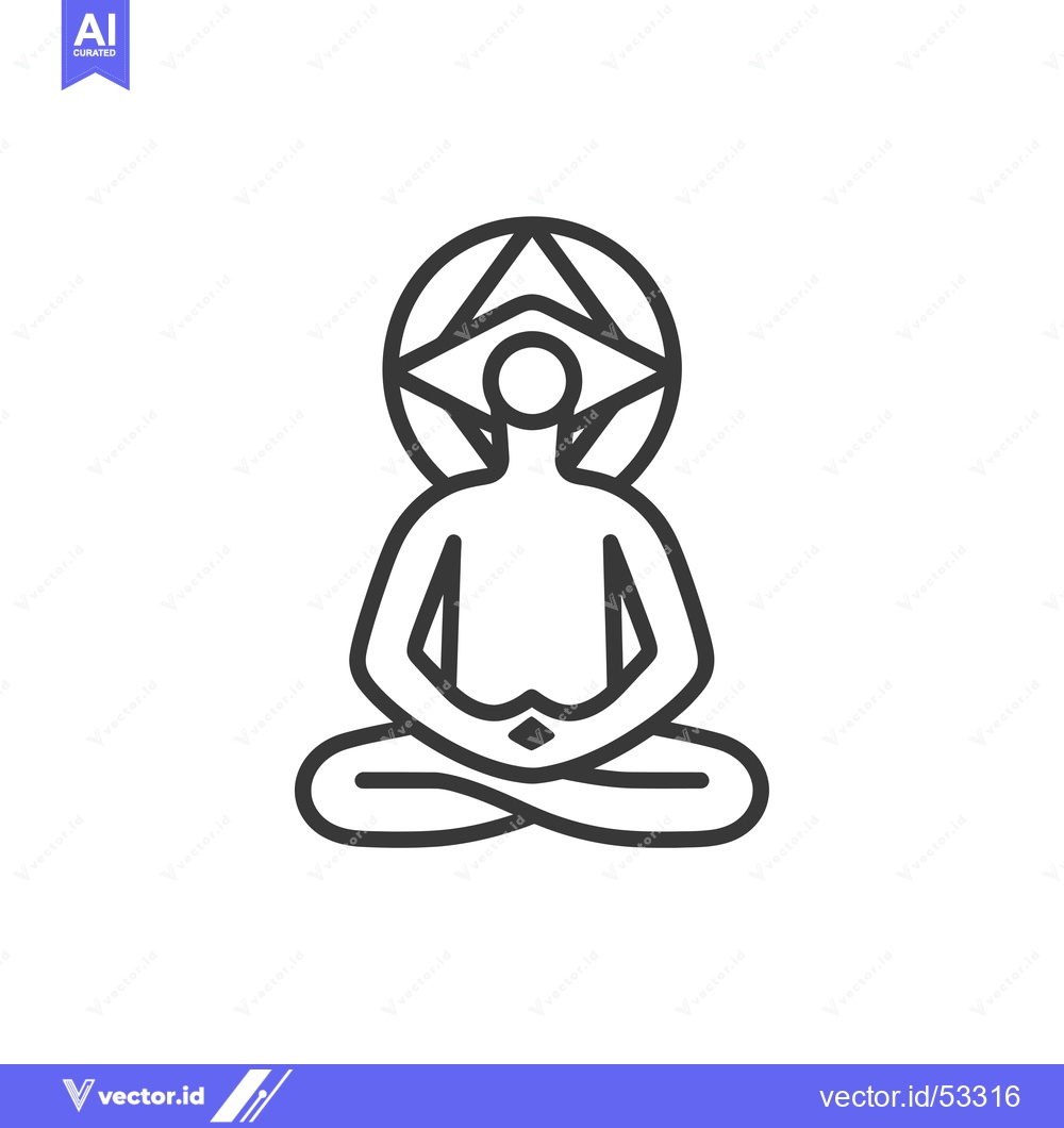 Premium Vector of Line Art Illustration of a Person in a Meditation Pose with a Geometri