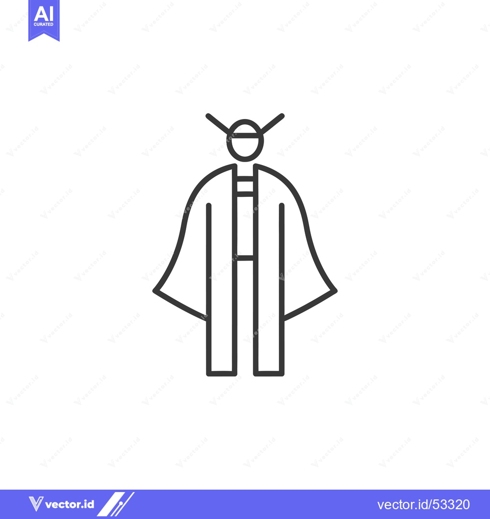 Premium Vector of Line Art Illustration of a Person in a Traditional Japanese Kimono