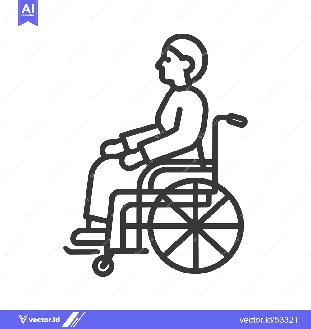 Premium Vector of Line Art Illustration of a Person in a Wheelchair
