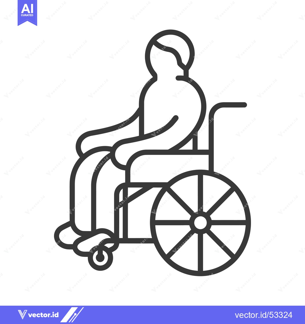 Premium Vector of Line Art Illustration of a Person in a Wheelchair