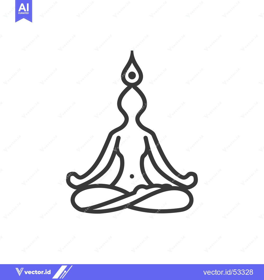 Premium Vector of Line Art Illustration of a Person in a Yoga Pose with a Flame Above Th