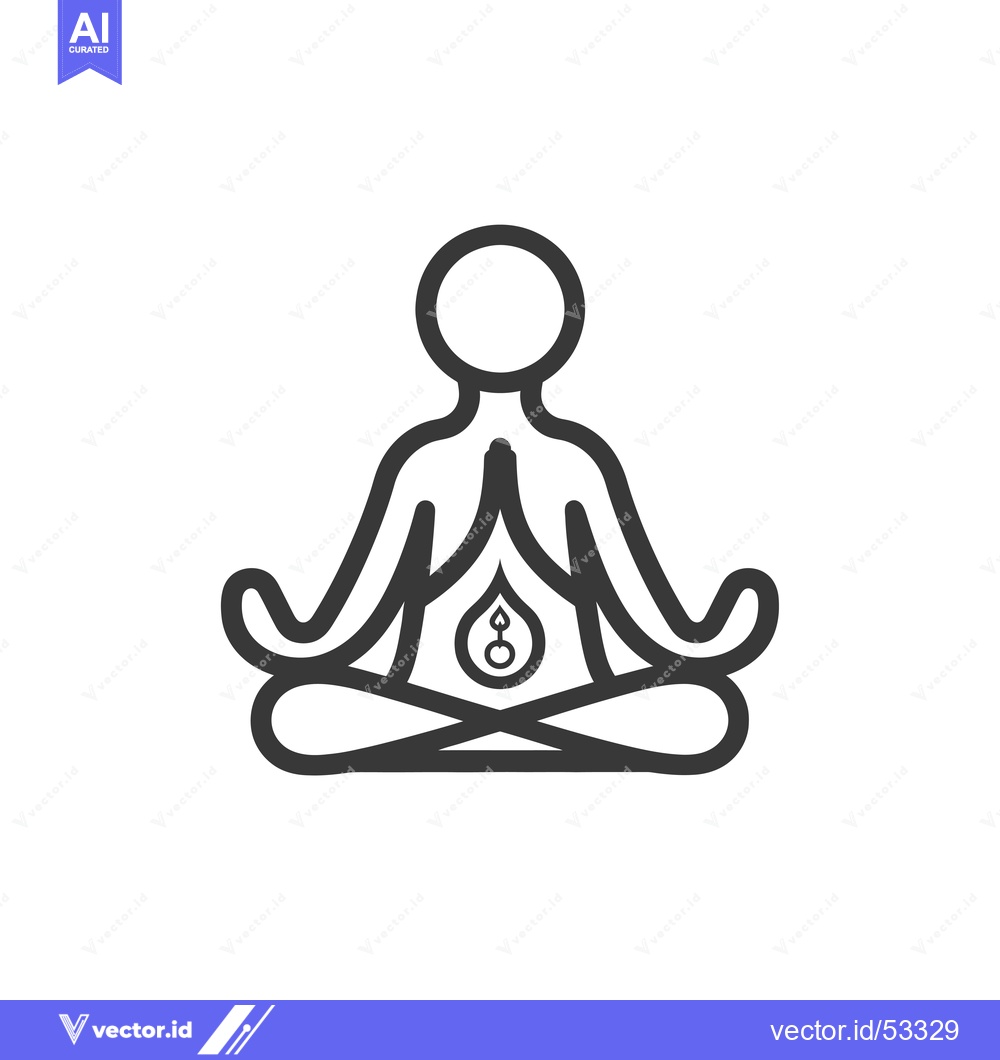 Premium Vector of Line Art Illustration of a Person in a Yoga Pose with a Flame in Their