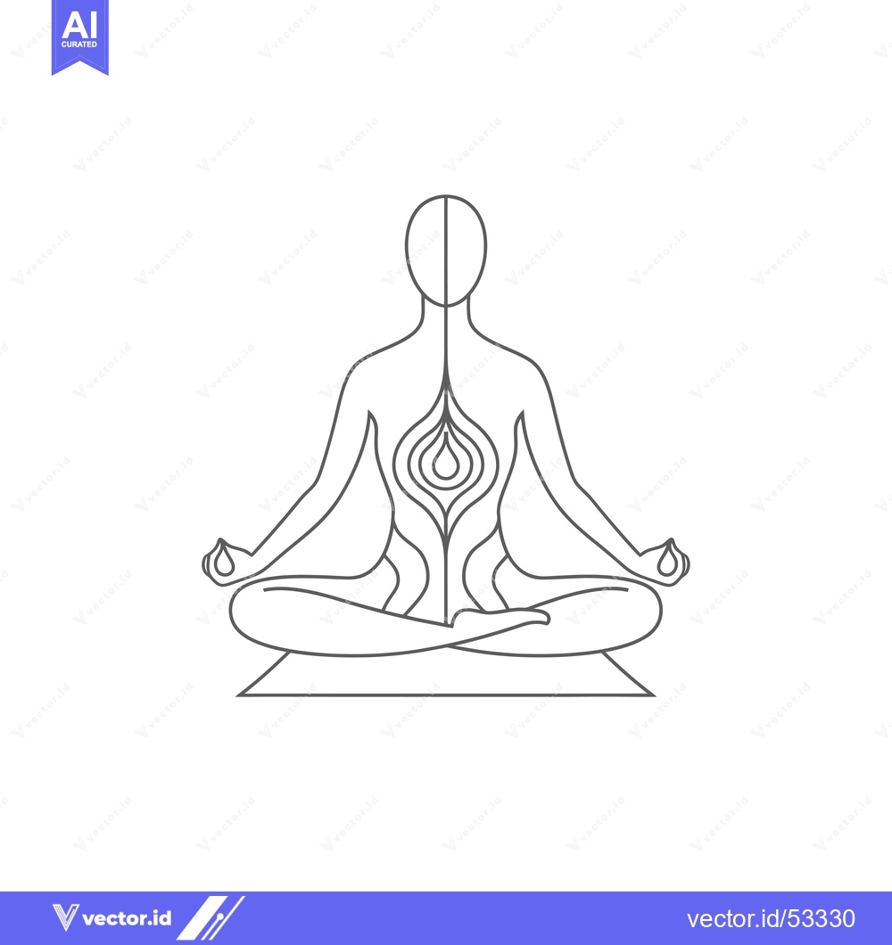Premium Vector dari Line Art Illustration of a Person in a Yoga Pose with a Flower-like De