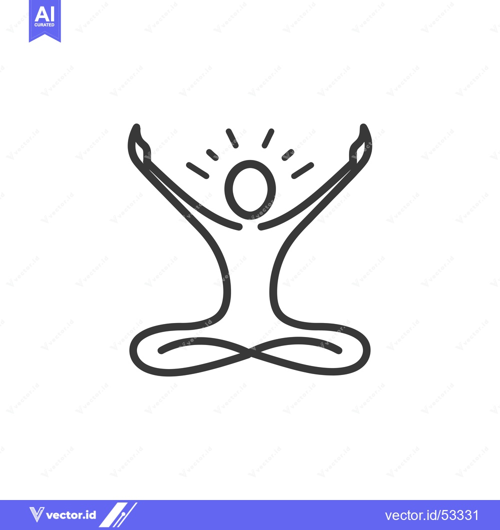 Premium Vector dari Line Art Illustration of a Person in a Yoga Pose with a Halo