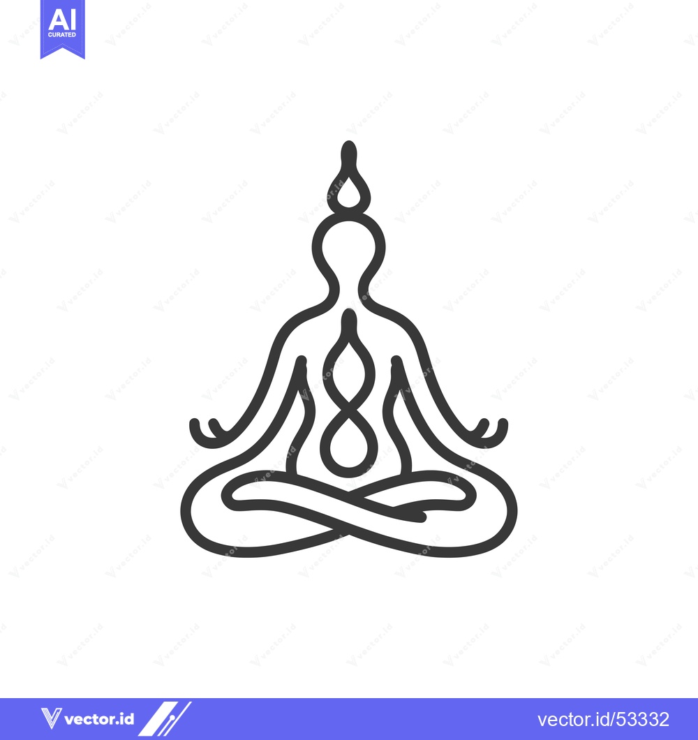 Premium Vector of Line Art Illustration of a Person in a Yoga Pose with an Infinity Symb