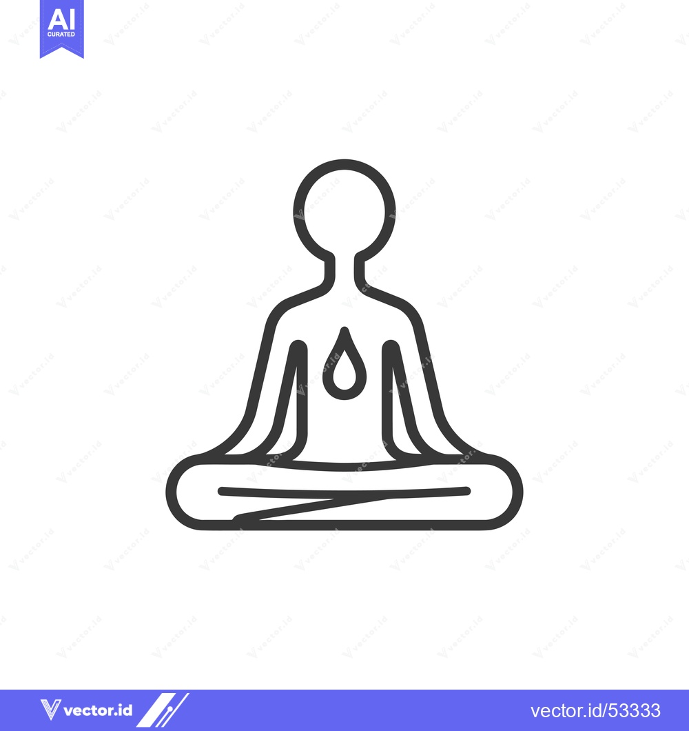 Premium Vector of Line Art Illustration of a Person in a Yoga Pose with a Water Drop in