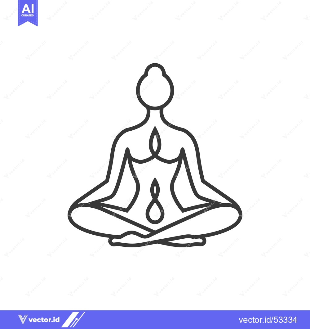 Premium Vector of Line Art Illustration of a Person in a Yoga Pose with Chakras