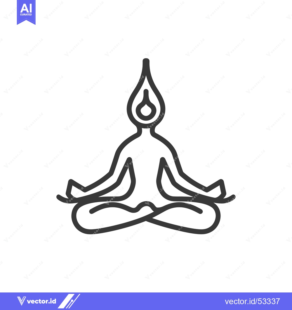 Premium Vector dari Line Art Illustration of a Person in Lotus Pose with a Flame Above the