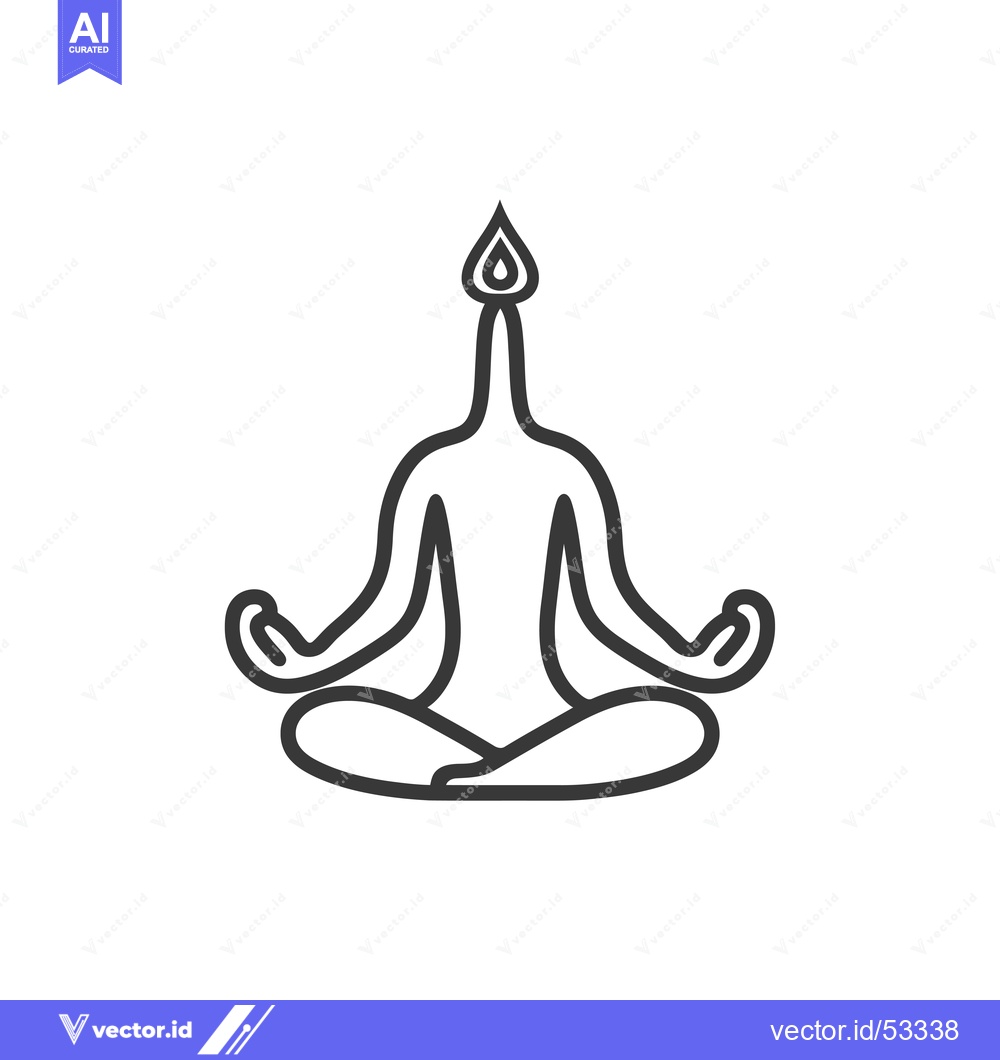 Premium Vector dari Line Art Illustration of a Person in Lotus Pose with a Flame Atop Thei