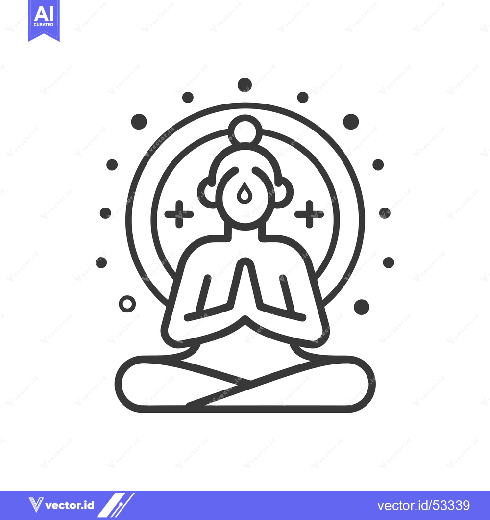 Premium Vector dari Line Art Illustration of a Person in Meditation with a Circle and Plus