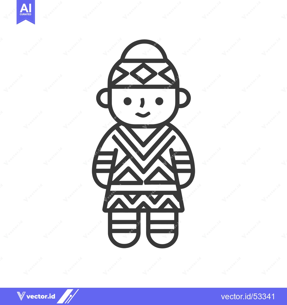 Premium Vector of Line art illustration of a person in traditional clothing