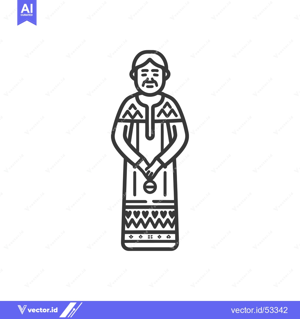 Premium Vector of Line Art Illustration of a Person in Traditional Clothing