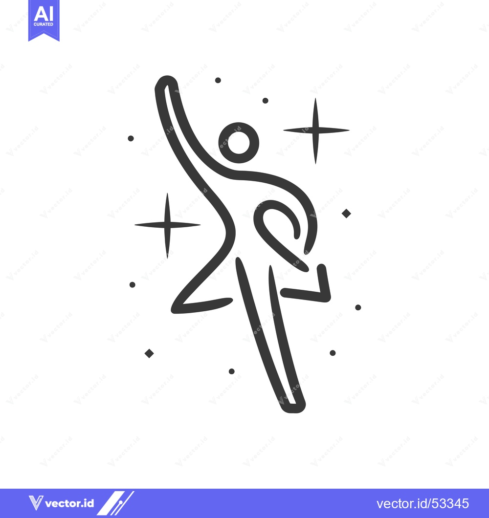Premium Vector of Line Art Illustration of a Person Jumping with Stars Around Them