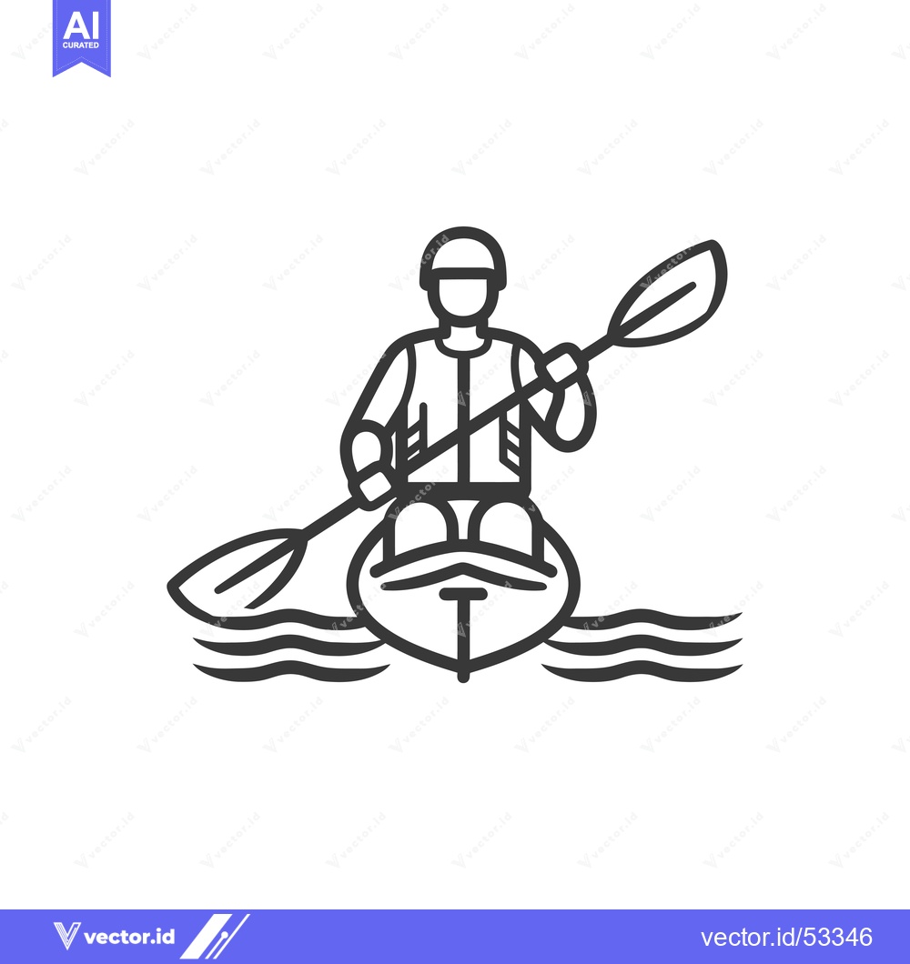 Premium Vector dari Line Art Illustration of a Person Kayaking on Water