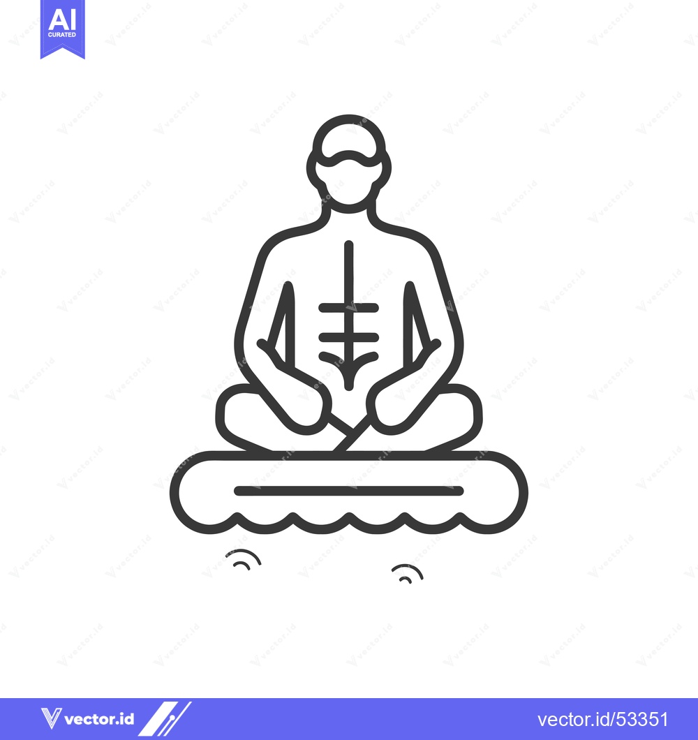 Premium Vector of Line art illustration of a person meditating on a cloud