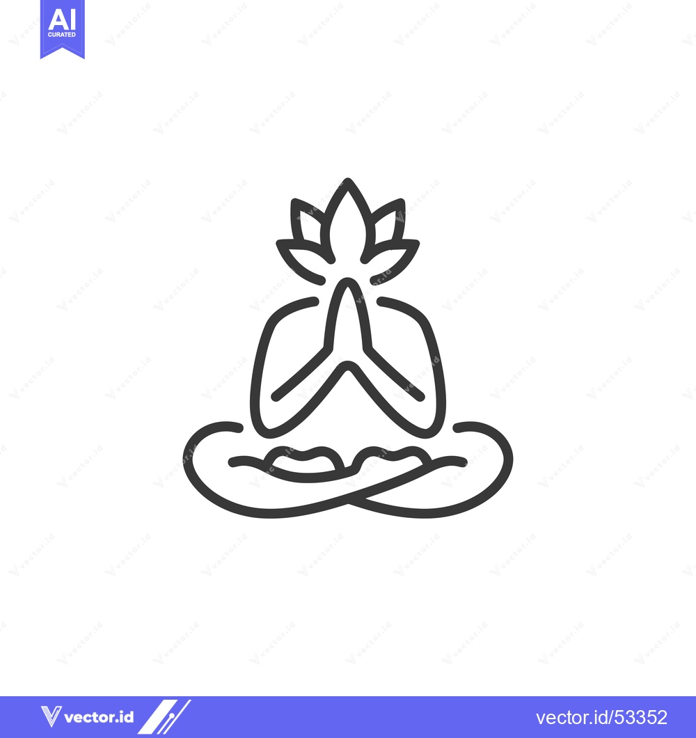 Premium Vector dari Line Art Illustration of a Person Meditating with a Lotus Flower Above