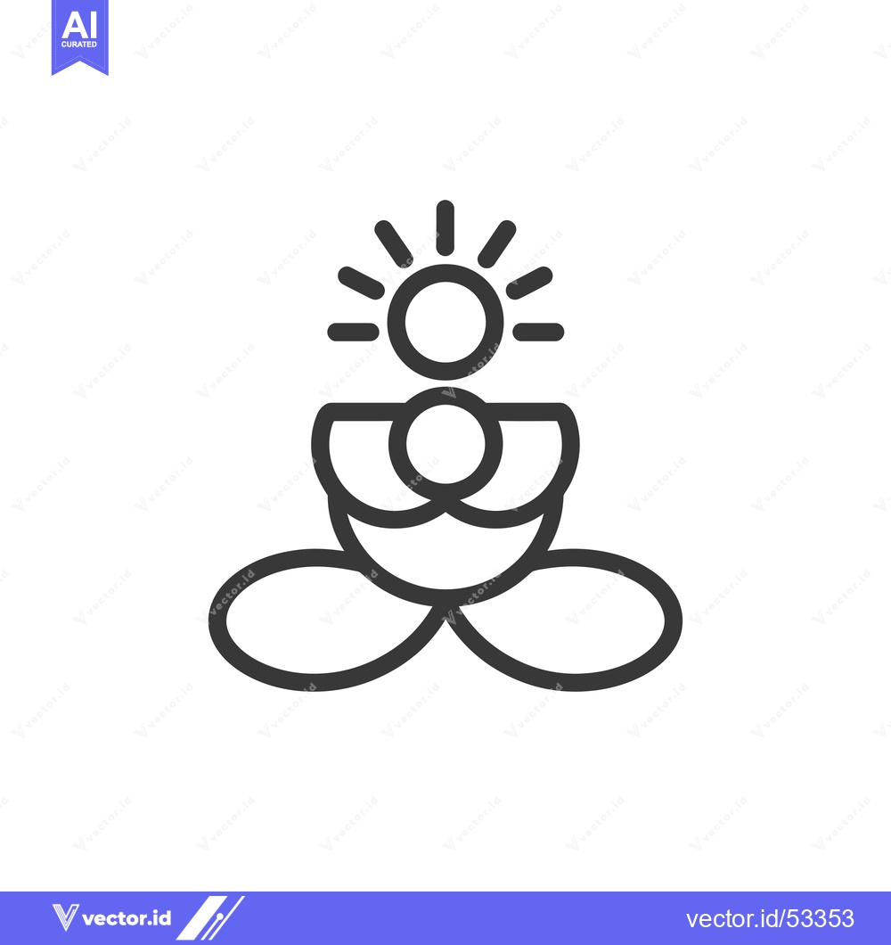Premium Vector dari Line Art Illustration of a Person Meditating with a Sun Above their He