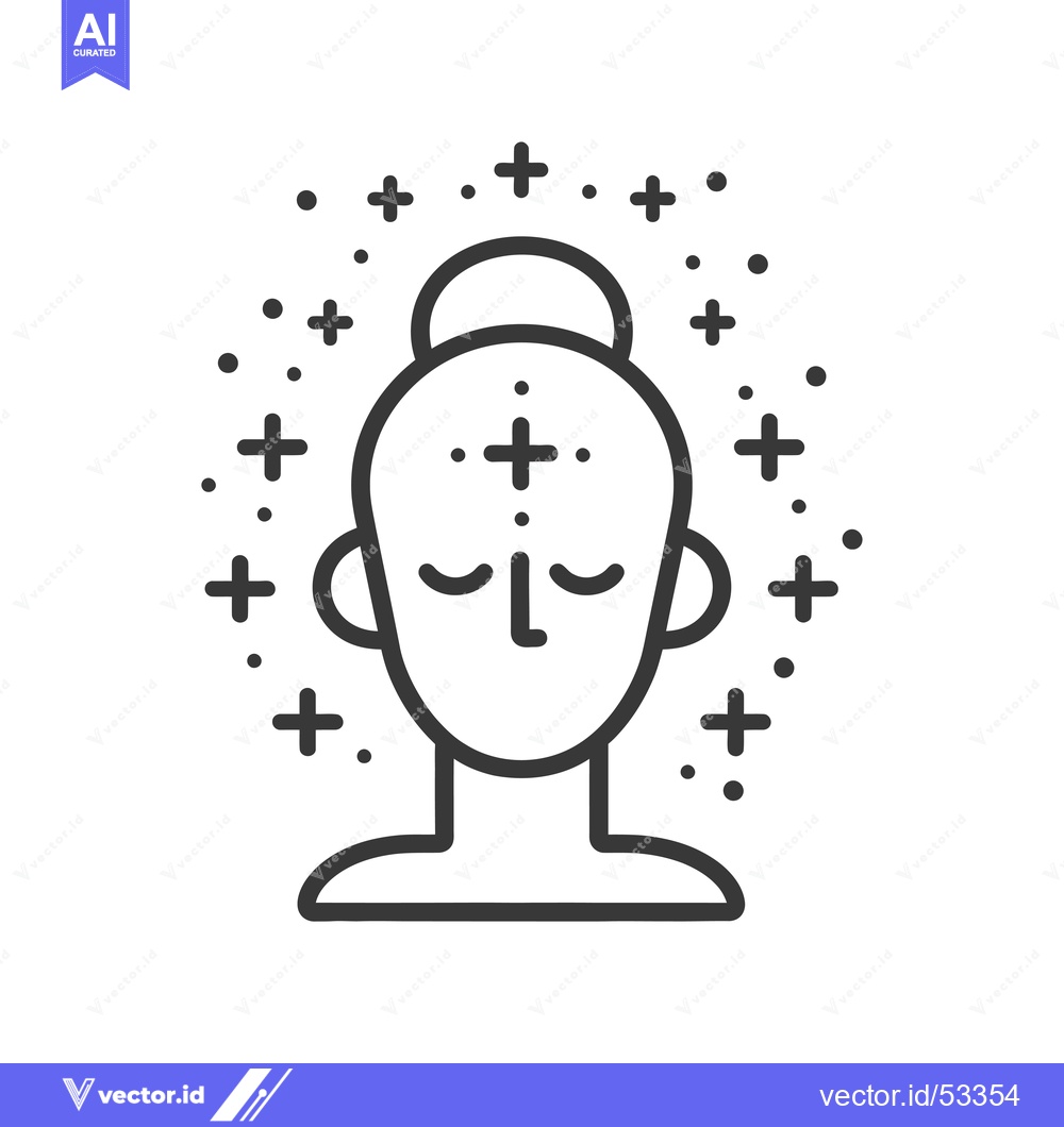 Premium Vector of Line art illustration of a person meditating with a third eye open