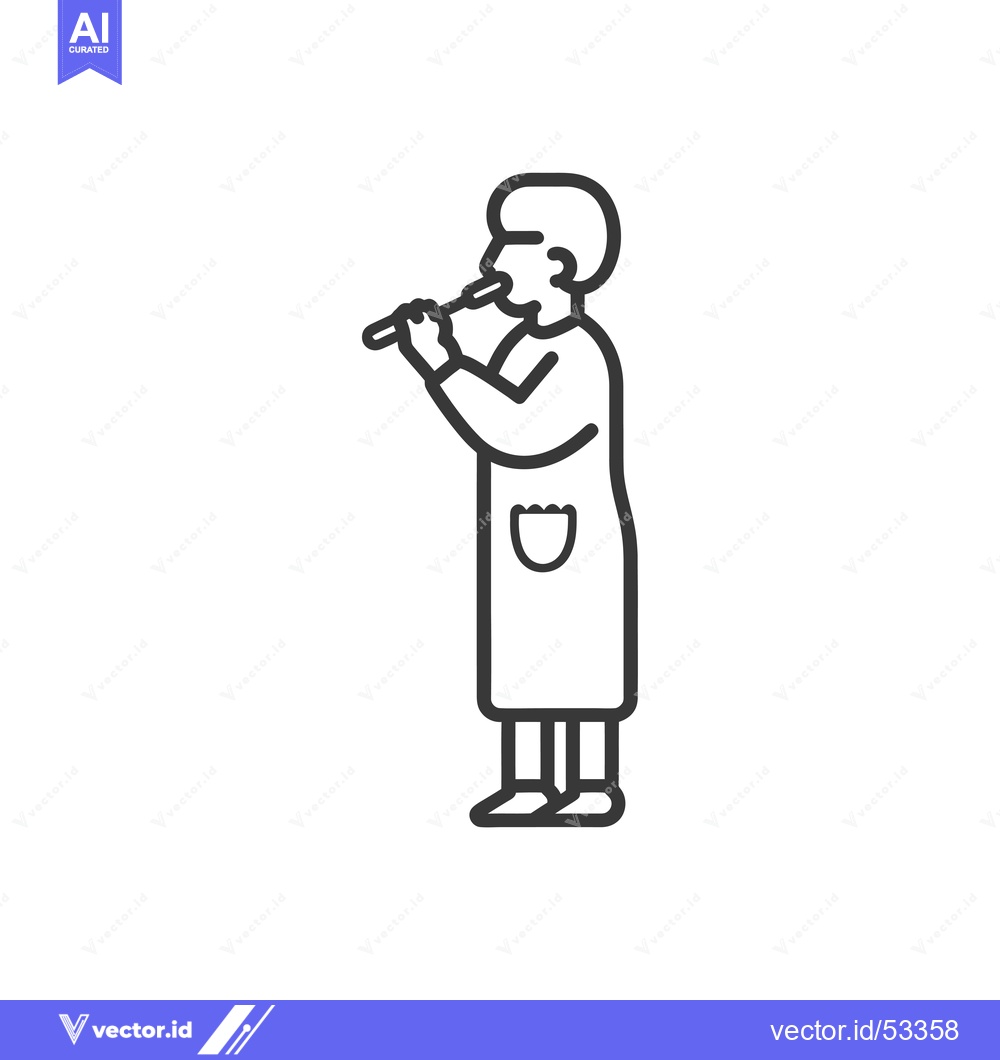 Premium Vector of Line Art Illustration of a Person Playing a Flute