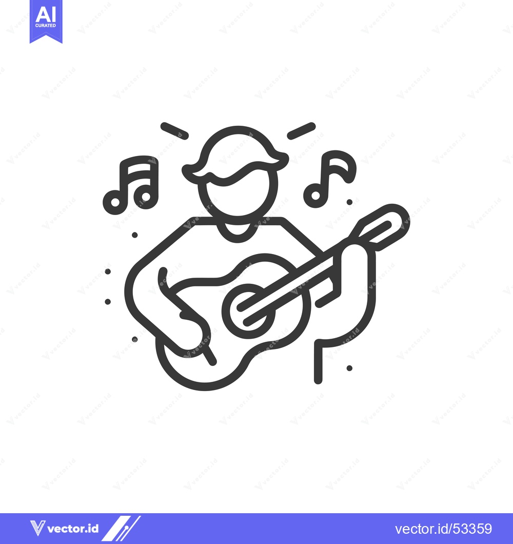 Premium Vector dari Line Art Illustration of a Person Playing a Guitar