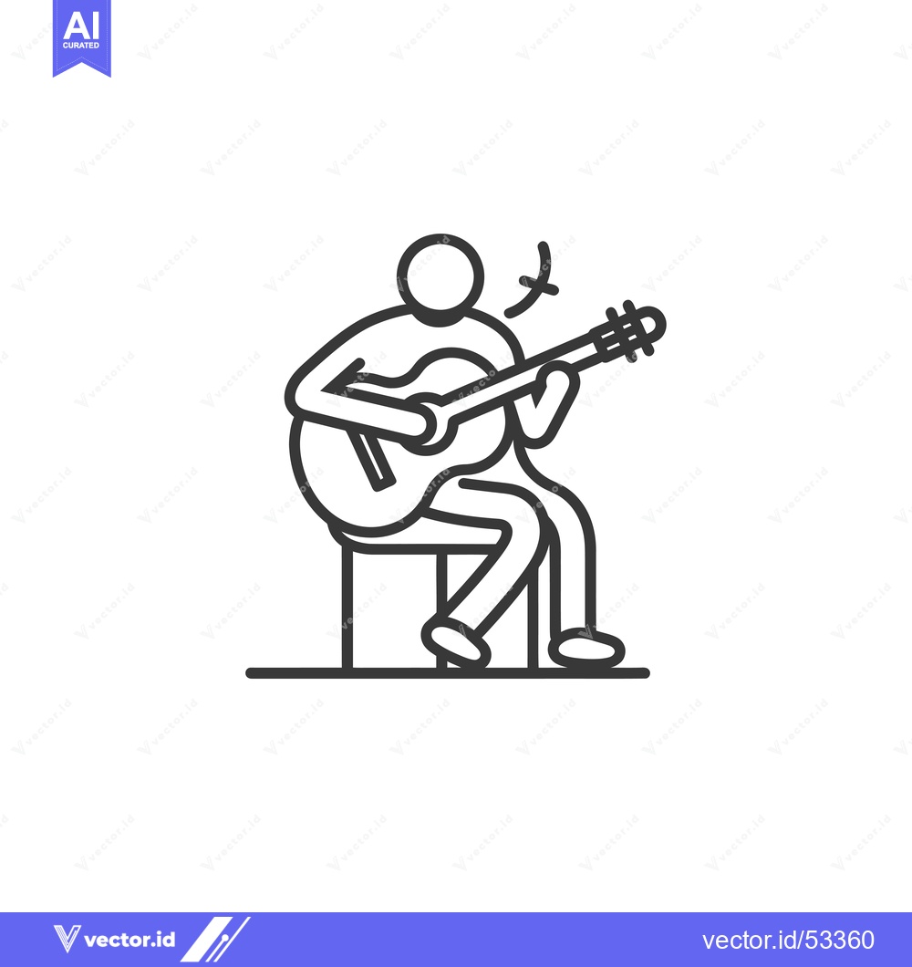 Premium Vector dari Line Art Illustration of a Person Playing an Acoustic Guitar