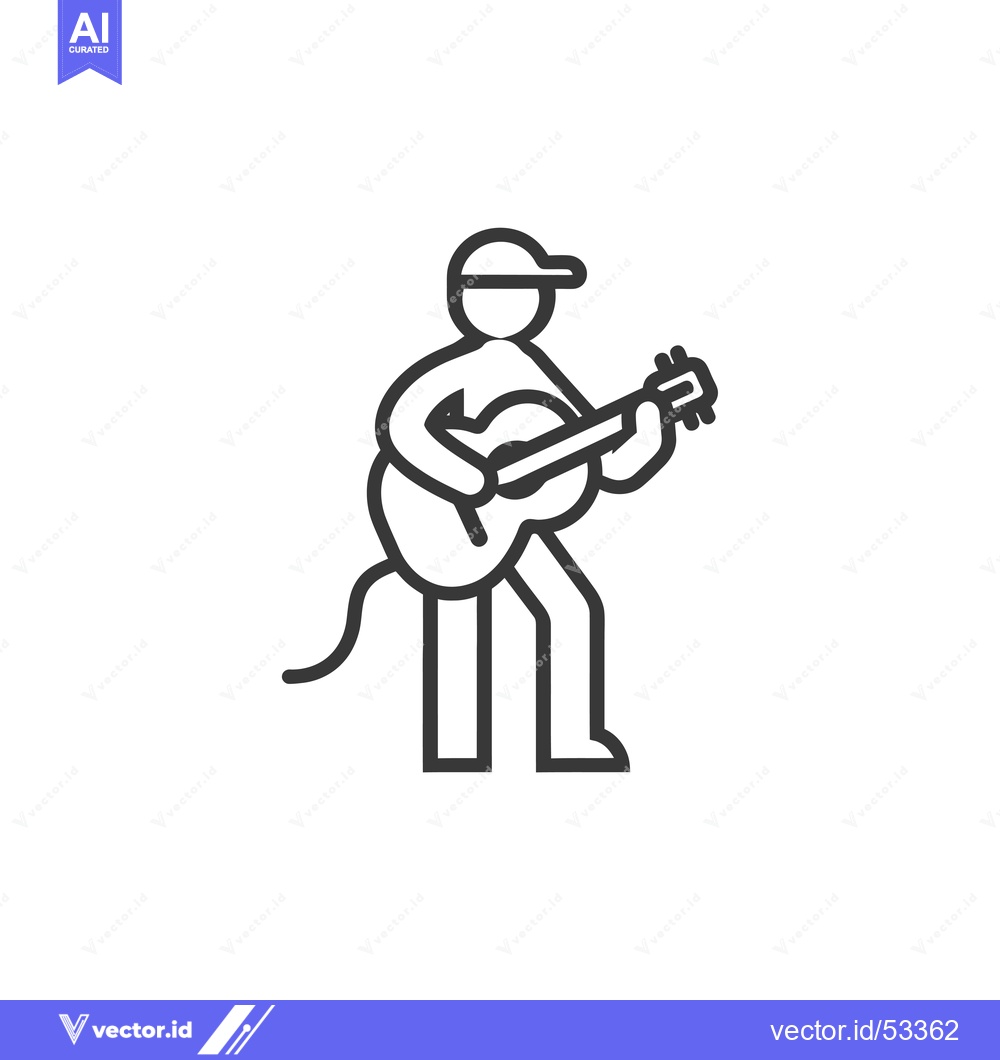Premium Vector of Line Art Illustration of a Person Playing Guitar