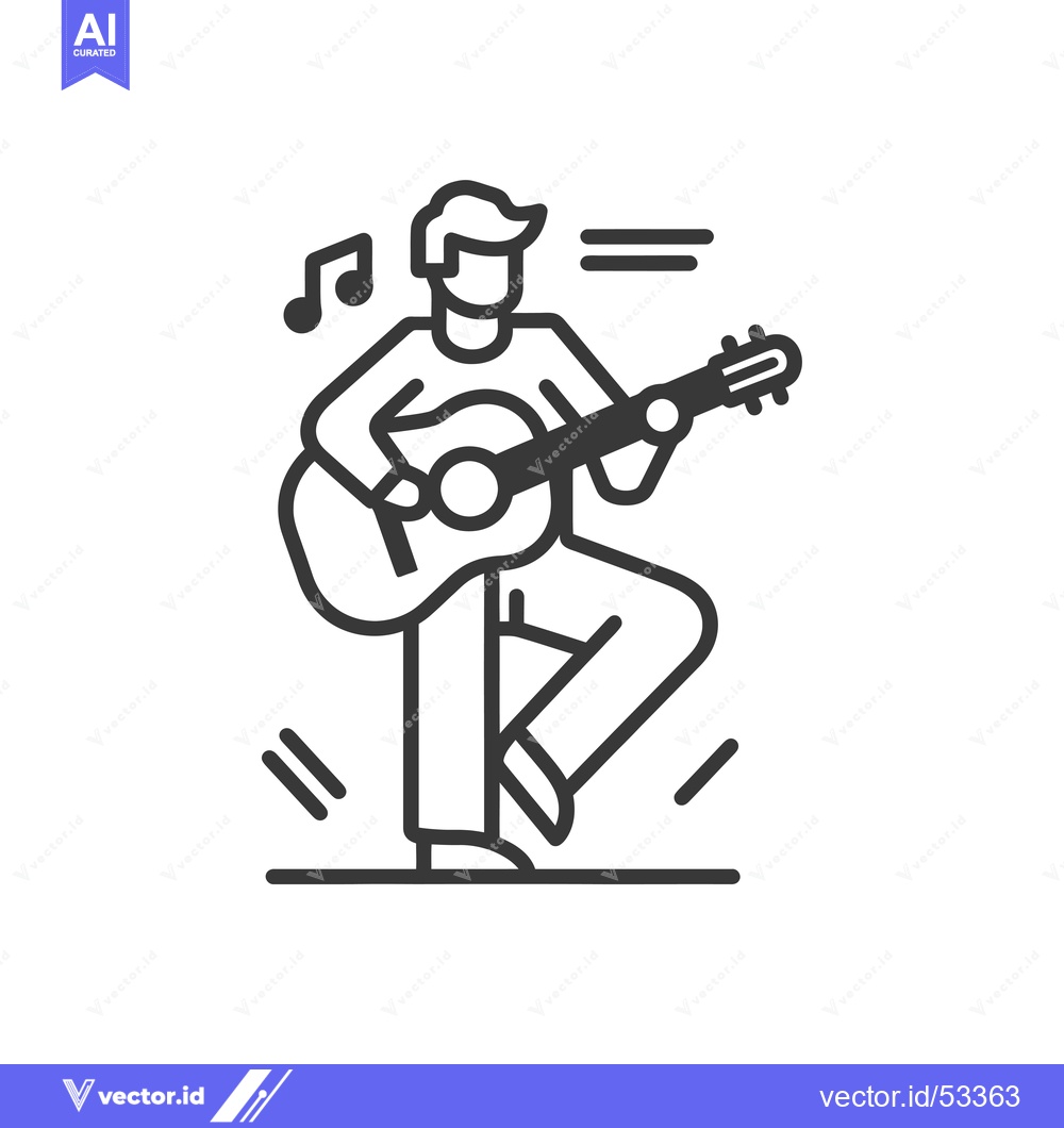Premium Vector dari Line Art Illustration of a Person Playing Guitar