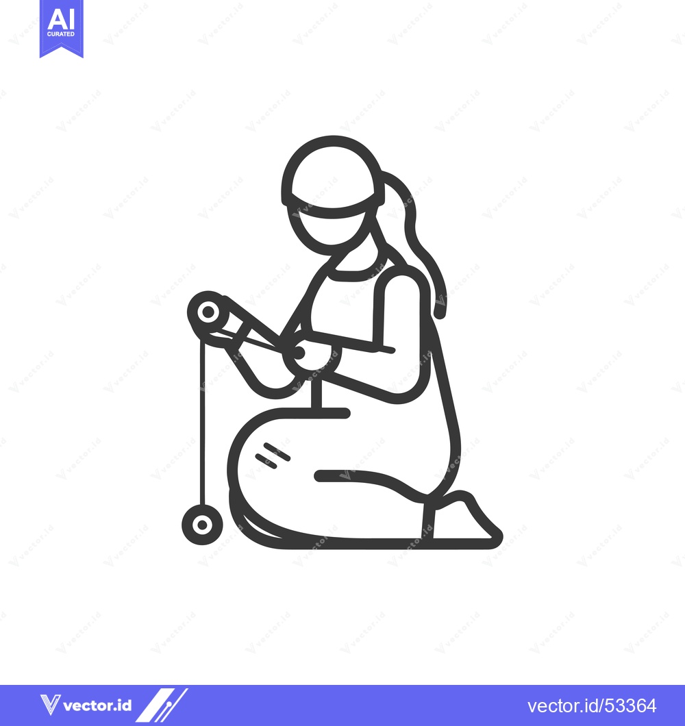 Premium Vector of Line Art Illustration of a Person Playing with a Yo-Yo