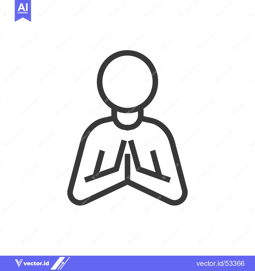 Premium Vector of Line Art Illustration of a Person Praying with Hands Clasped