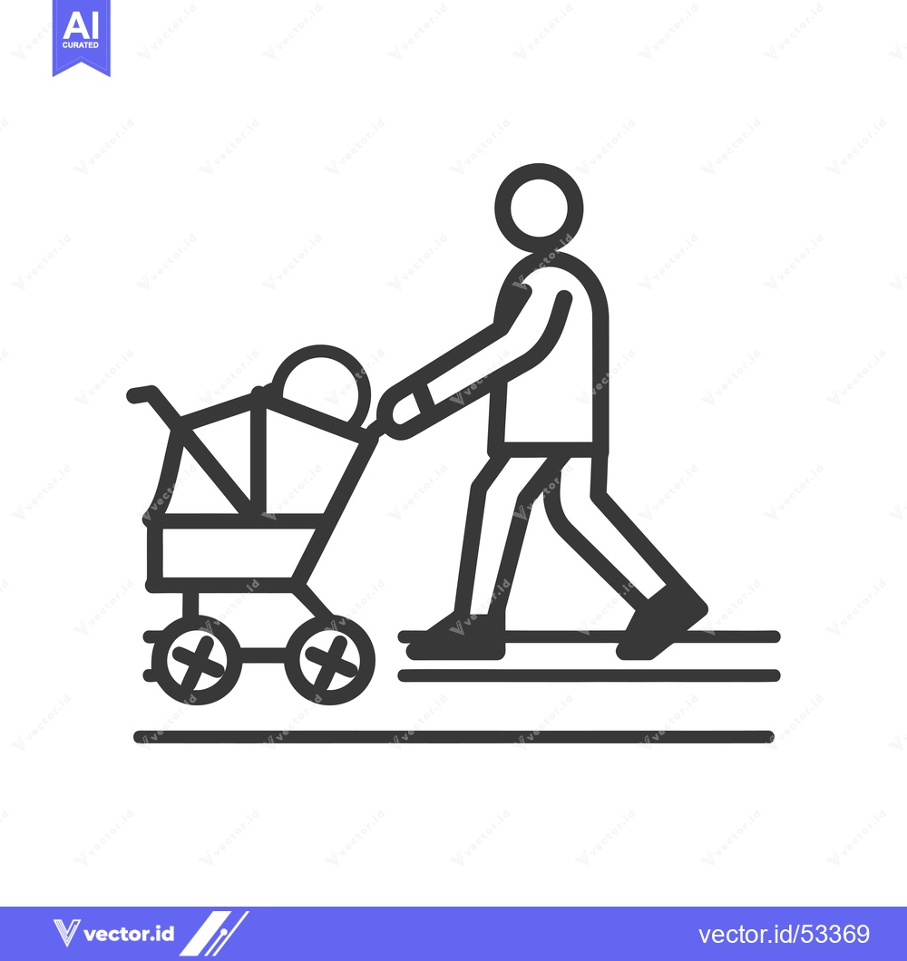 Premium Vector dari Line Art Illustration of a Person Pushing a Stroller