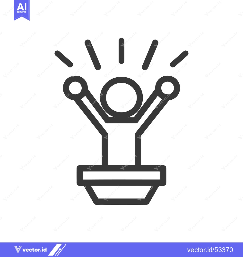 Premium Vector of Line art illustration of a person raising their hands in the air