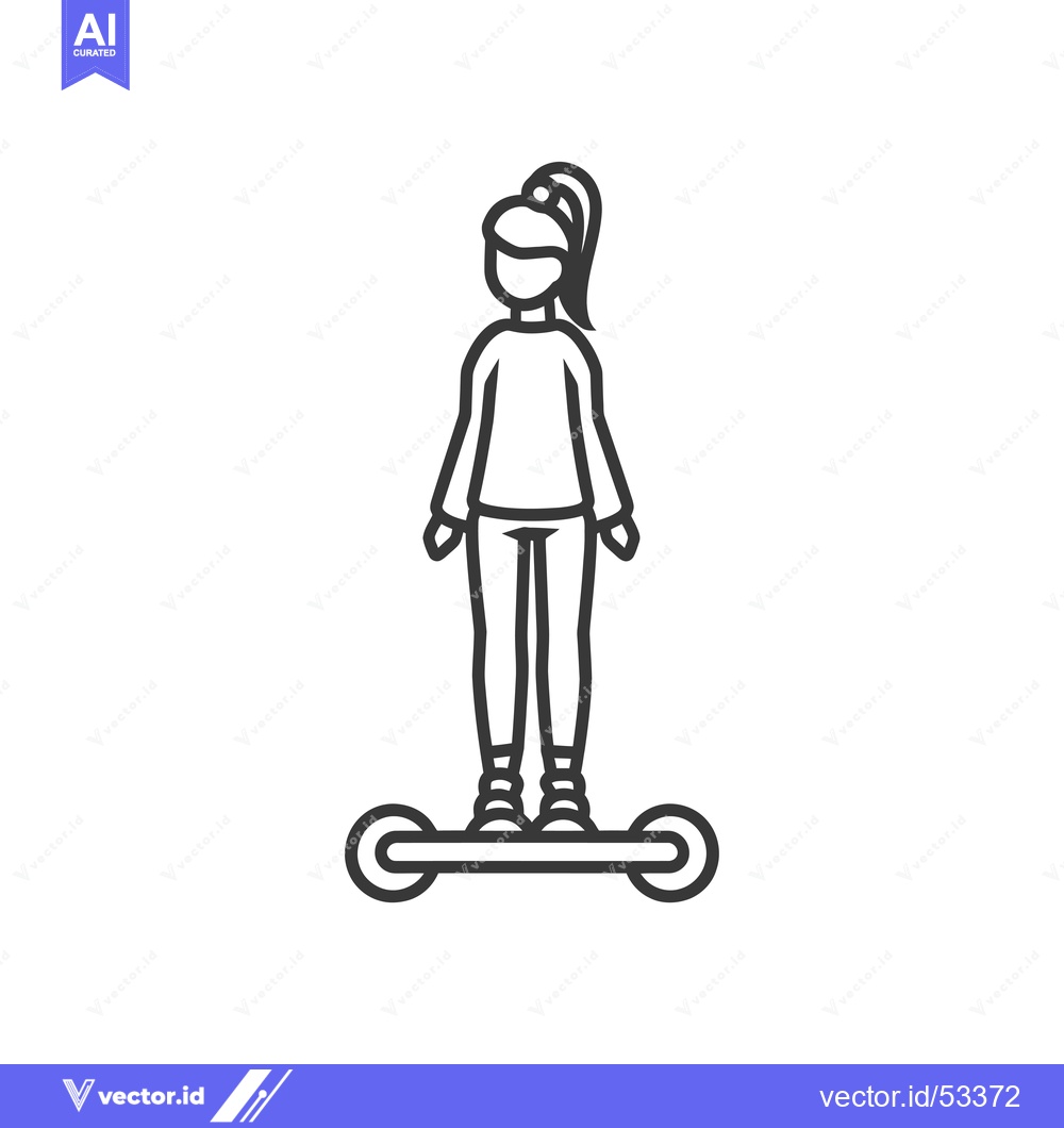 Premium Vector dari Line art illustration of a person riding a hoverboard