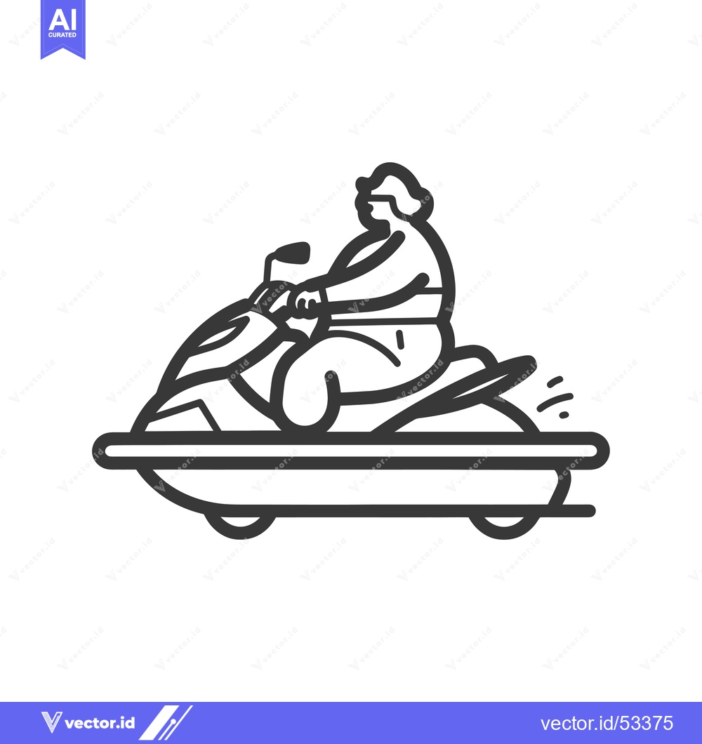 Premium Vector dari Line Art Illustration of a Person Riding a Jet Ski