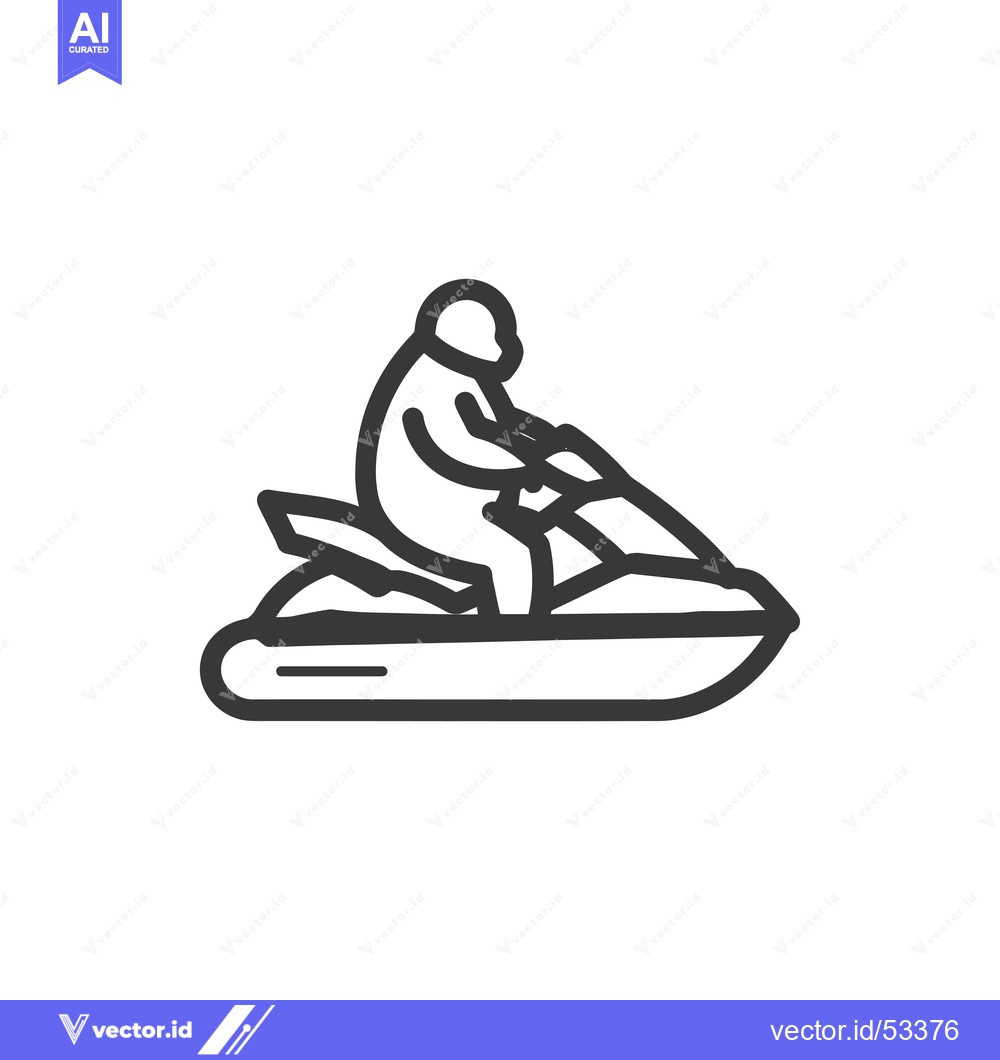 Premium Vector of Line Art Illustration of a Person Riding a Jet Ski