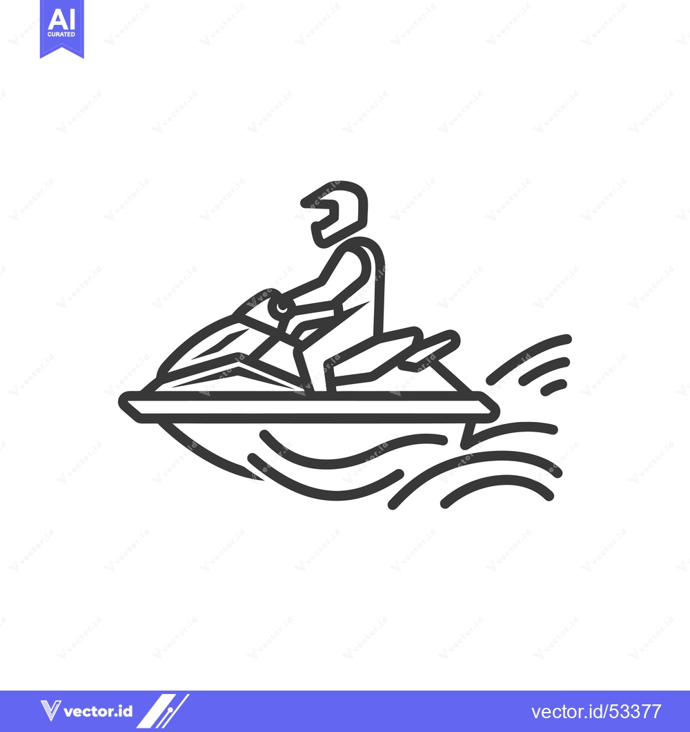 Premium Vector of Line Art Illustration of a Person Riding a Jet Ski