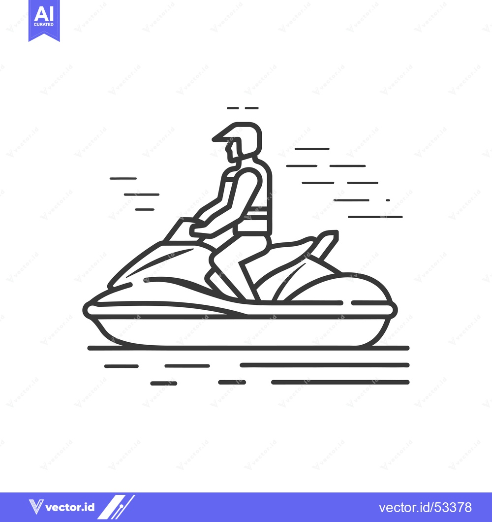 Premium Vector of Line Art Illustration of a Person Riding a Jet Ski