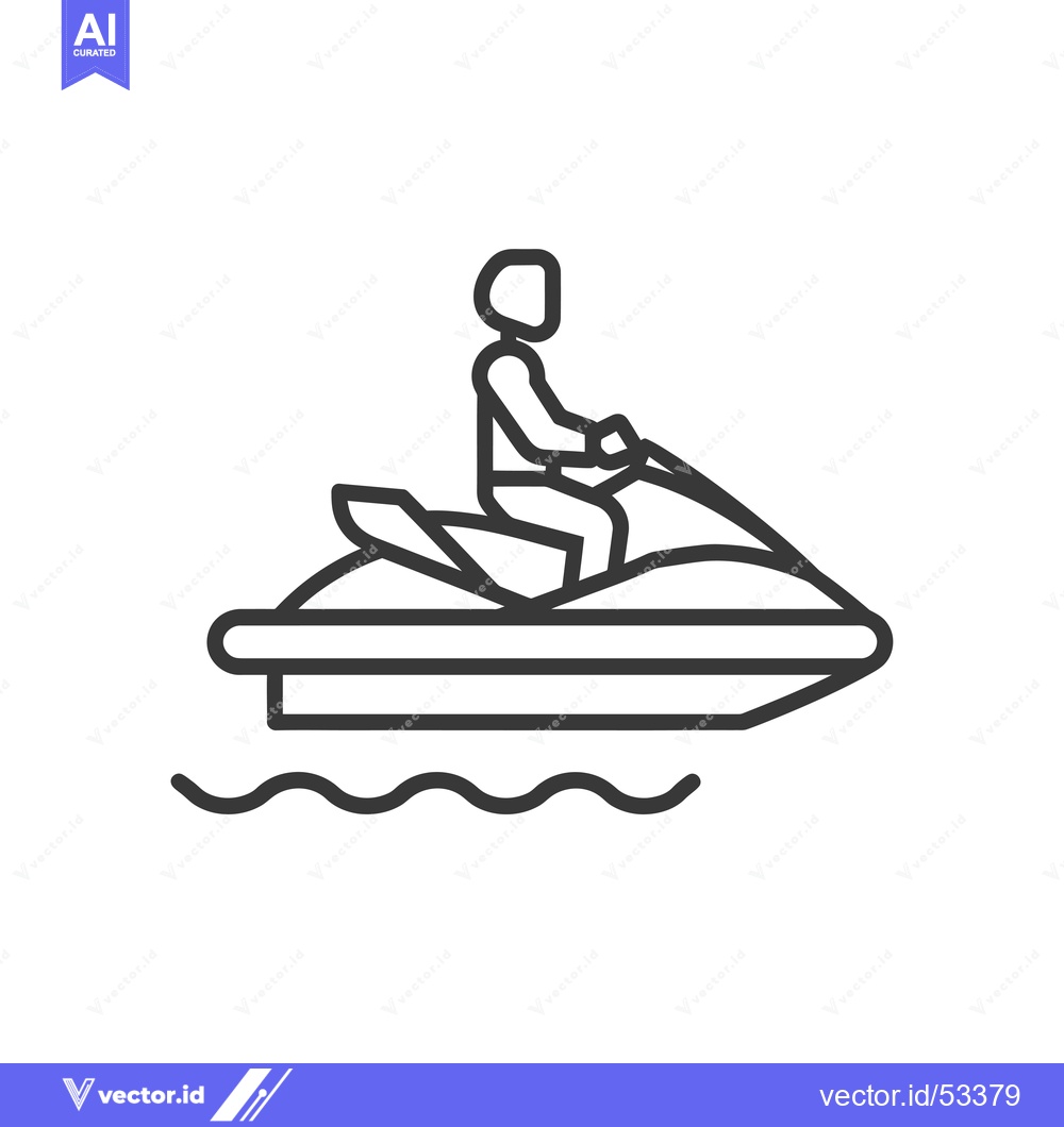 Premium Vector dari Line Art Illustration of a Person Riding a Jet Ski