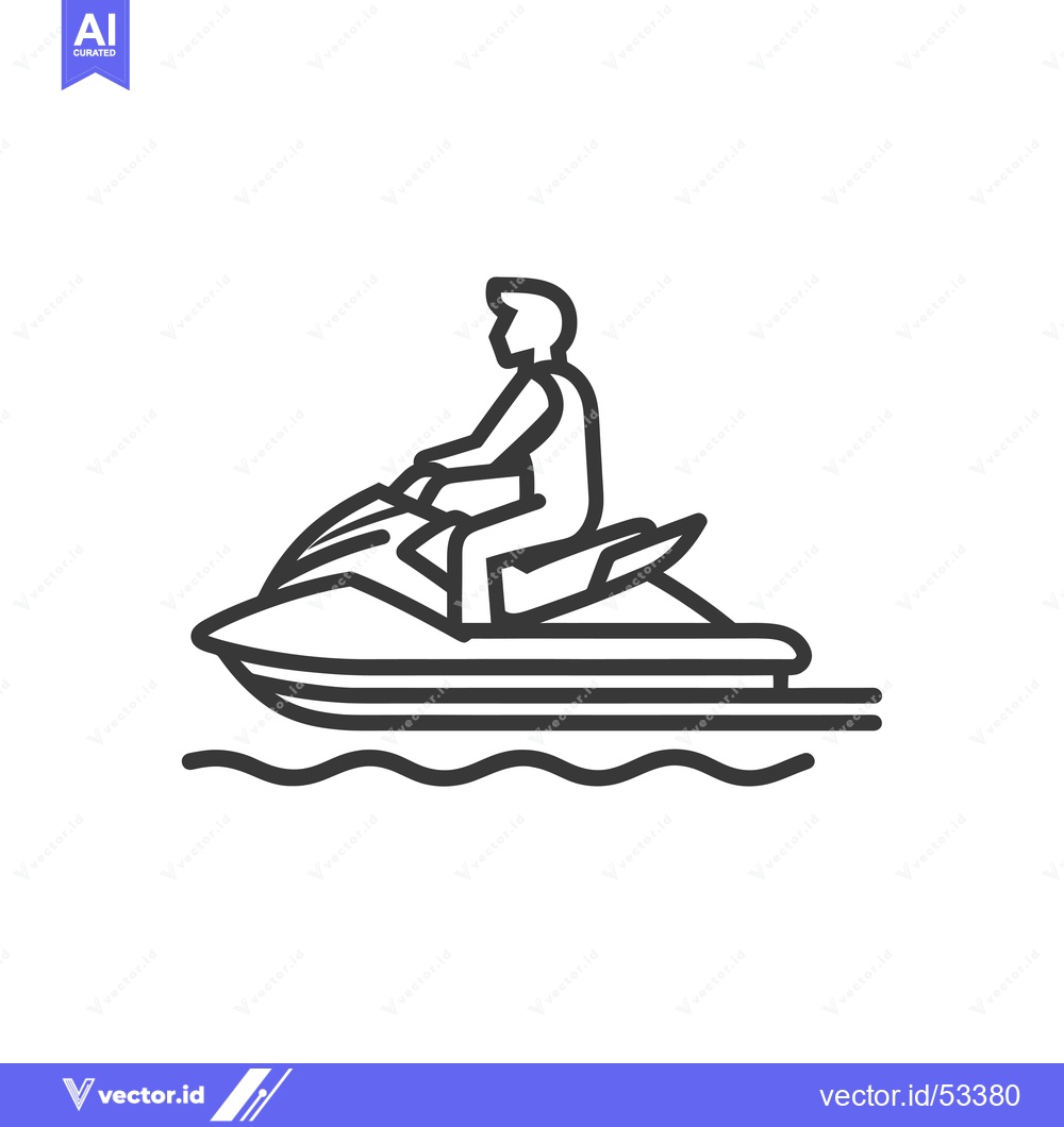 Premium Vector of Line Art Illustration of a Person Riding a Jet Ski